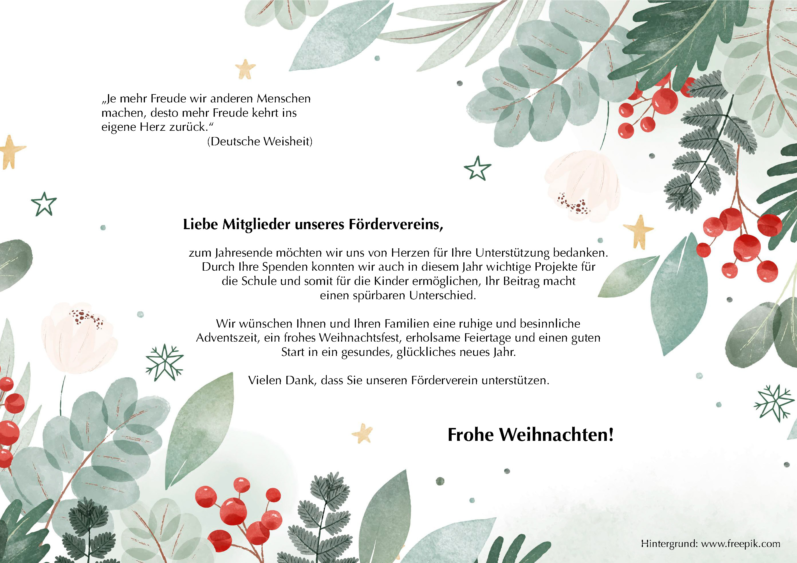 Weihnachtsgruß des Fördervereins